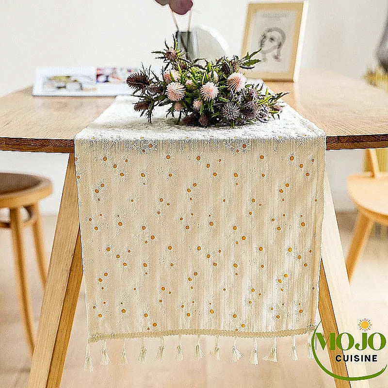 Chemin De Table Décor Fleurs - 100% Polyester - Neuf Avec étiquettes