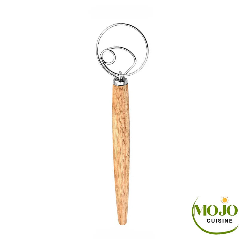 GEFU Nedo – Fouet Danois Pro En Inox Et Noyer, Idéal Pour Pâtes Lourdes Et Pains Maison