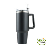 Mug isotherme avec paille Mega Tasse Noir Isotherme