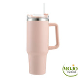 Mug isotherme avec paille Mega Tasse Rose Isotherme