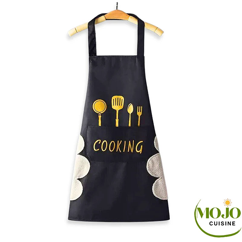 Tablier De Cuisine Unisexe Adulte Noir - Polyester Robuste Avec Grande Poche Avant - Réglable Et Lavable En Machine - Pour Cuisine, Pâtisserie, Barbecue - 10